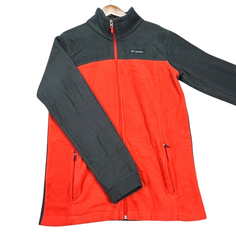 Columbia Jacket Womens XL 18/20 Orange Gray Colorblock Long Sleeve Zip Fleece